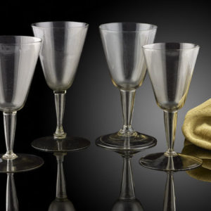An unusual 'set' of 4 Cristallo glasses Venetian early 17th century