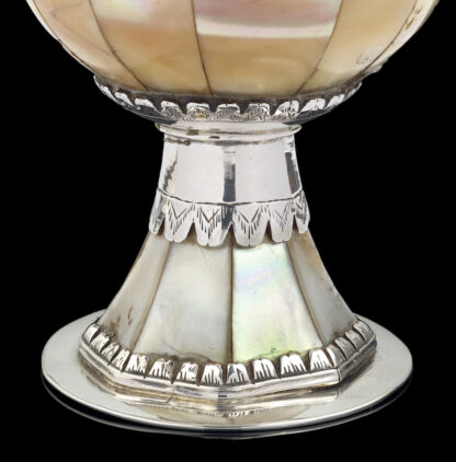 rare Gujarat mother of pearl Goblet English silver mounts base