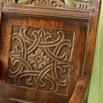A Mid Century 17th Century Carved Oak Wainscot Chair Closeup Detail