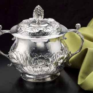 Early Charles II Silver Caudle Cup With Cover Side