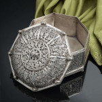 A Very Rare Indo-Portuguese Silver Octagonal Box Lid Off