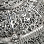 A Very Rare Indo-Portuguese Silver Octagonal Box Closeup Detail