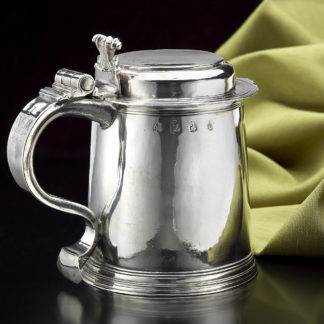 William & Mary Silver Flat-Lidded Tankard Side View