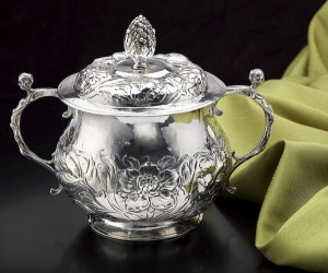 Pear Shaped Charles II Caudle Cup and Cover