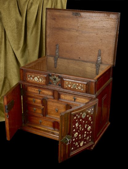 A Walnut table cabinet, English c.1670 Open