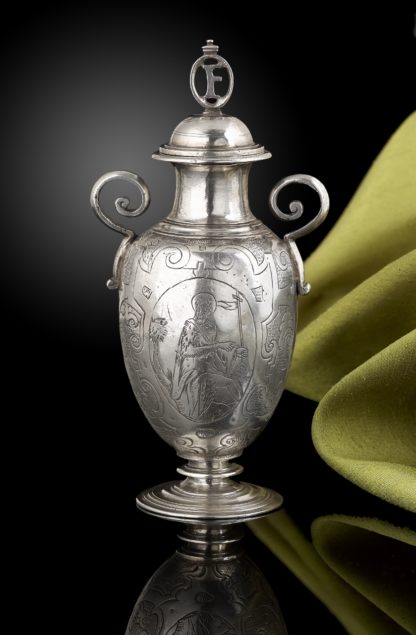 A rare Silver altar bottle for holy oil, Spanish c.1620 Side