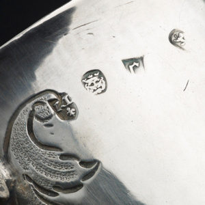 A Large and impressive Charles II Caudle Cup with cover Closeup