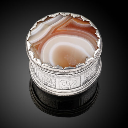 A rare Charles I silver box with an agate set lid c.1640