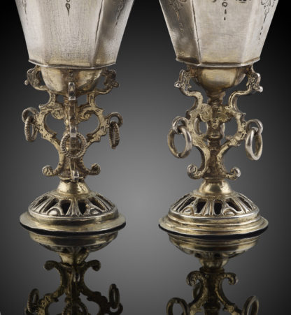 Engraved silver and parcel gilt cups German c.1630