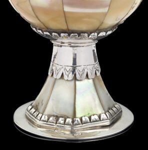 A Spanish Colonial silver mounted mother of pearl stem