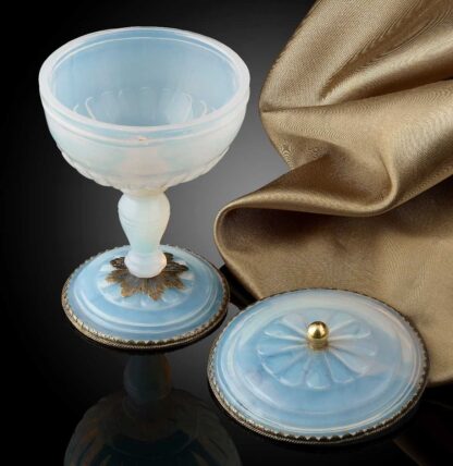 An Opaline Glass Cup and Cover, with Silver Gilt Mounts; Buquoy glasshouse, South Bohemia