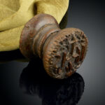 A 17th Century Rare Double Sided Cedarwood Hand Held Stamp - Side