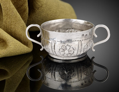 A Fine and Rare Charles II Provincial Silver Two-Handled Dram Cup, c.1660 - Front