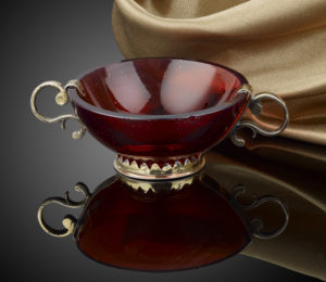 A ruby glass bowl with silver gilt mounts c.1690 - Front