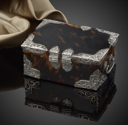 A Very Rare and Pretty Little Tortoiseshell Box with Silver Mounts; 17th Century front