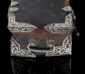 A Very Rare and Pretty Little Tortoiseshell Box with Silver Mounts; 17th Century side