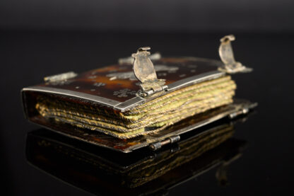 A rare and pretty little Charles II period pin/needle case in the form of a book, c.1660 side angle