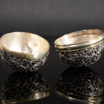 A little Indo-Portuguese bezoar stone holder, silver and parcel gilt, c.1690, probably Goa open