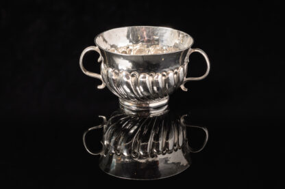 A pretty little William & Mary period silver Dram Cup or miniature Porringer; fully hallmarked for London 1690