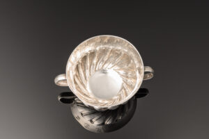 A pretty little William & Mary period silver Dram Cup or miniature Porringer; fully hallmarked for London 1690 inside/top angle