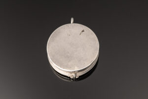 A rare silver travelling Pyx of circular form; English c.1685 back