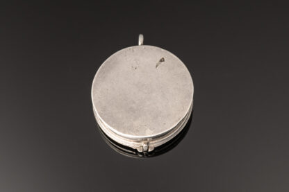 A rare silver travelling Pyx of circular form; English c.1685 back